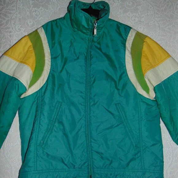 Vintage GH Puffer Jacket Green Yellow Mens M/L Hong Kong Denver Colorado Green